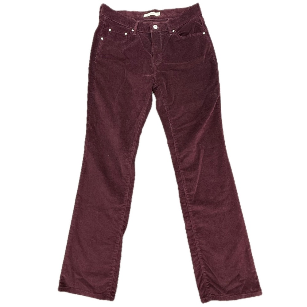 Levi's 505 Straight Corduroy Pants Womens 30 Burgundy Maroon Stretch 15505-0187